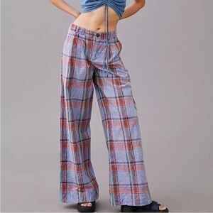 Anthropologie Plaid Wide-Leg Pants Sz 6